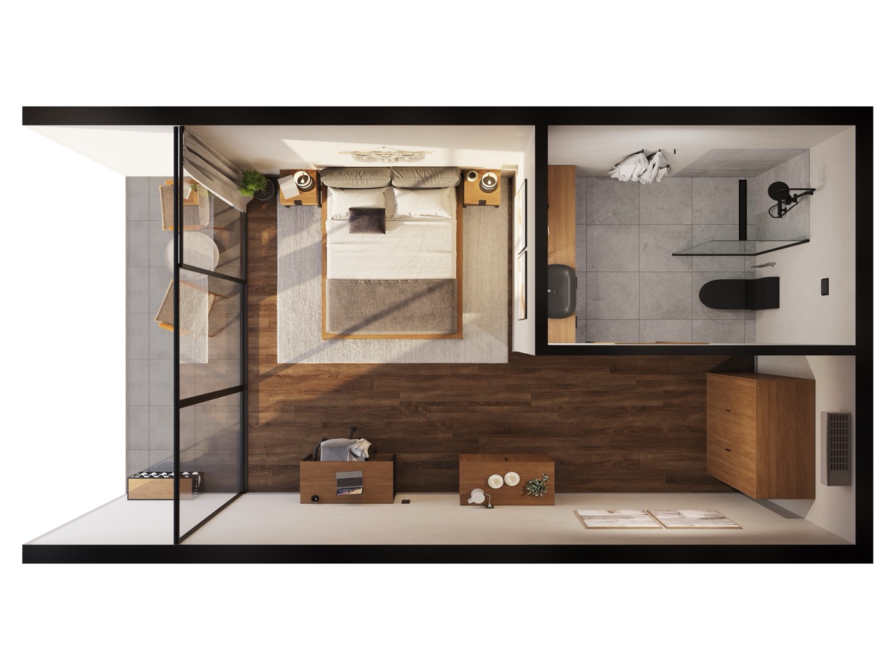 Studio środkowe duże – plan mieszkania